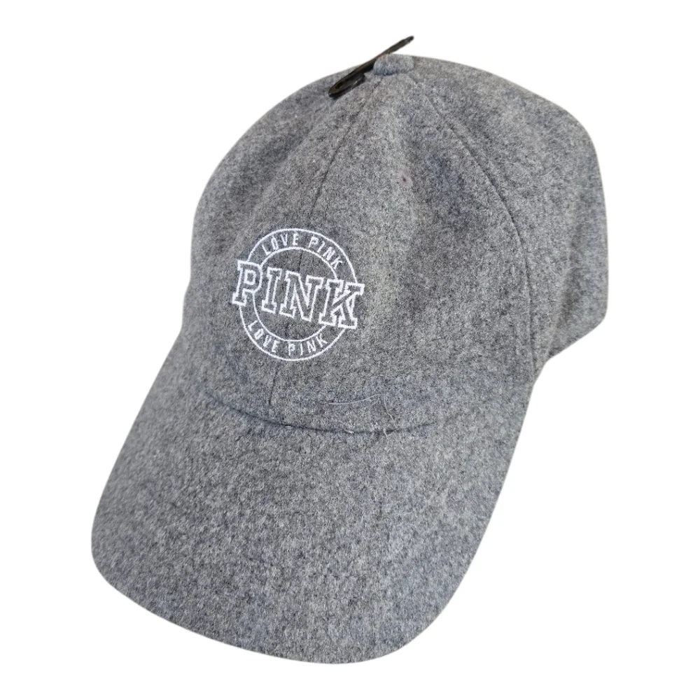 Pink Victoria's Secret Gray Wool Blend Baseball Cap